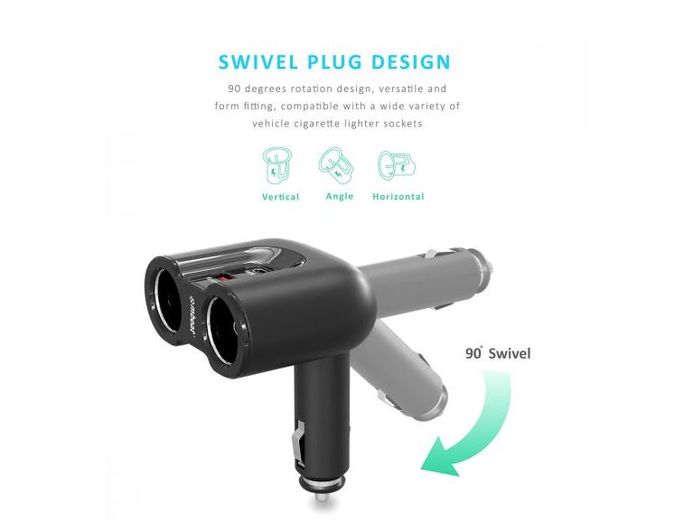 Gorilla Power Dual Port USB-C PD & QC3.0 Car Charger with Cigar Lighter Splitter