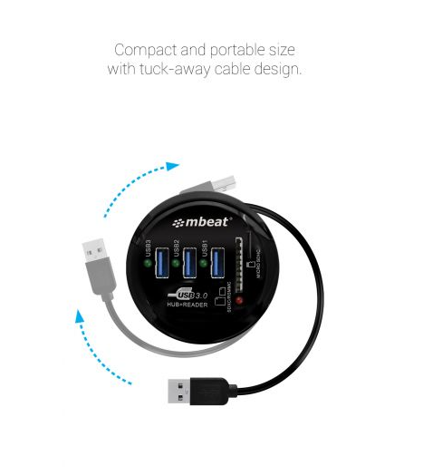 mbeat Portable USB 3.0 Hub and Card Reader