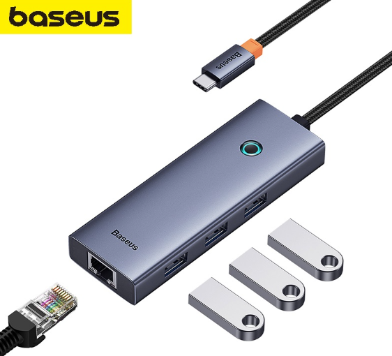 OS-Baseus UltraJoy Series 4-Port HUB Space Grey（Type-C to USB3.0*4）