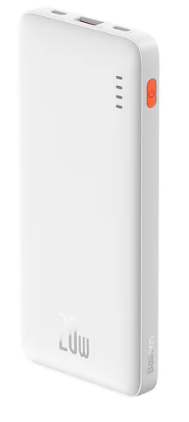 OS-Baseus Airpow Fast Charge Power Bank 10000mAh 20W White（With Simple Series Charging Cable USB to Type-C 30cm White）