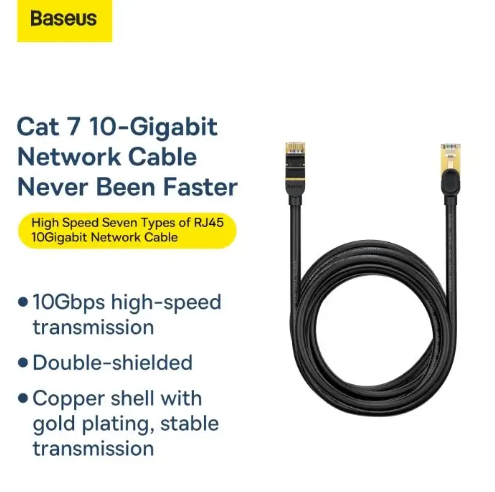 Baseus High Speed Cat 7 RJ45 10 Gigabit Network Cable (Round Cable) 10m Black