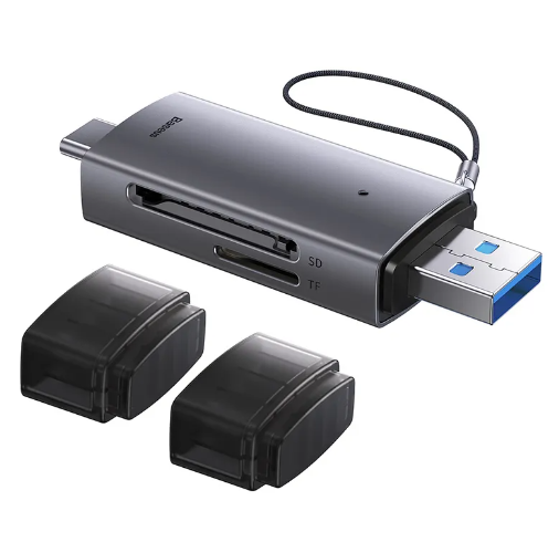 Baseus Lite Series USB-A & Type-C to SD/TF Card Reader Grey