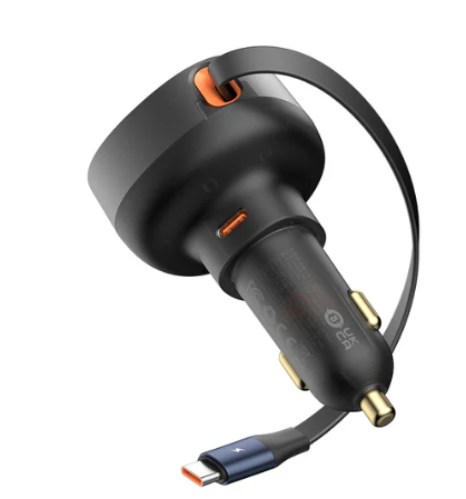 Baseus Enjoyment Pro Car Charger C+Retractable Type-C Cable 60W Cluster Black