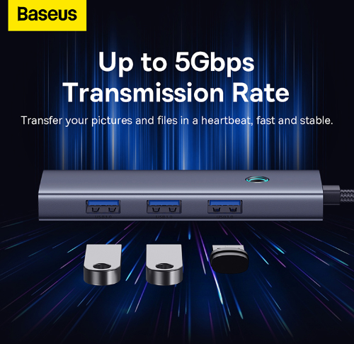 OS-Baseus UltraJoy Series 4-Port HUB Space Grey（Type-C to USB3.0*4）