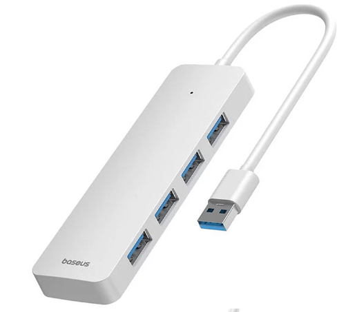 Baseus UltraJoy Series 4-Port HUB Lite 15cm Moon White（USBA to USB3.0*4)