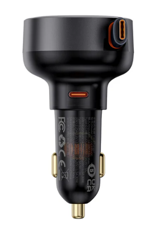 Baseus Enjoyment Pro Car Charger C+Retractable Type-C Cable 60W Cluster Black