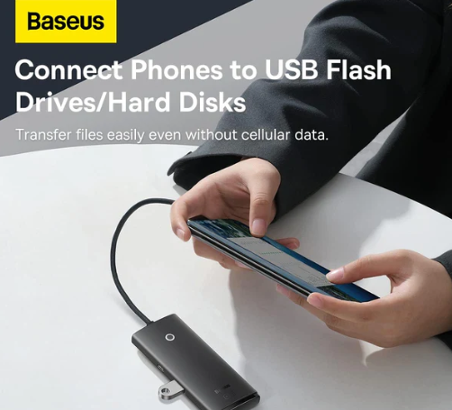 Baseus Lite Series 4-Port USB-A HUB Adapter (USB-A to USB 3.0*4) 25cm Black