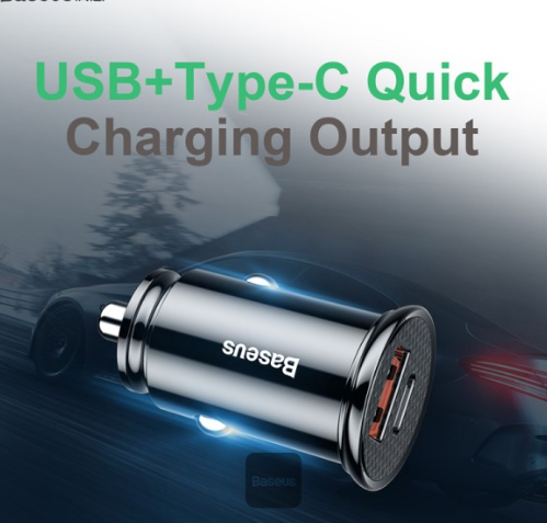 Baseus Circular Plastic A+C 30W PPS Car Charger Black