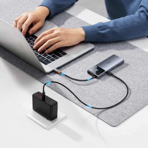 Baseus Metal Gleam Series II 6-in-1 USB HUB Space Grey（USB-C to 1*HDMI4K@60Hz+1*USB-C（10Gbps)+2*USB-A(10Gbps)+1*RJ45+1*USB-C（PD) ）