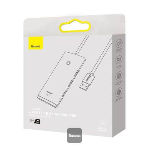 Baseus Lite Series 4-Port Type-C HUB Adapter (Type-C to USB 3.0*4) 25cm Black