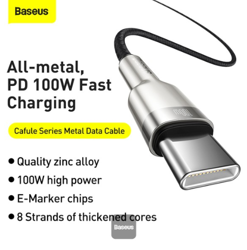 Baseus Cafule Series Metal Data Cable Type-C to Type-C 100W 1m White