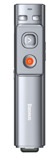 Baseus Orange Dot Wireless Presenter (Red Laser) Grey (powered by AAA Battery)