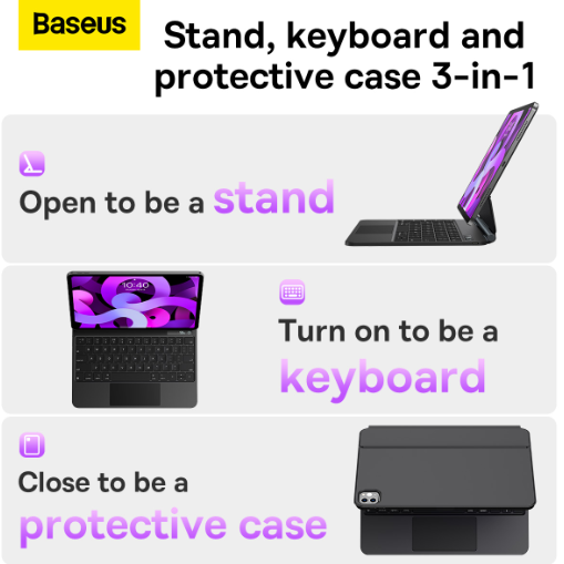 Baseus Brilliance Series Magnetic Keyboard Case for iPad Air4/Air5 10.9″ & iPad Pro 11″ - Black