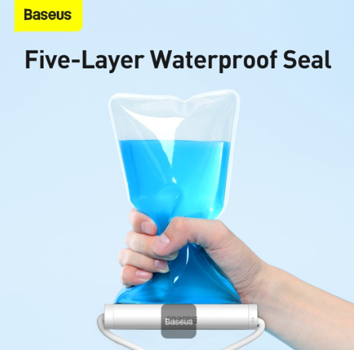 OS-Baseus AquaGlide Waterproof Phone Pouch with Cylindrical Slide Lock Moon White