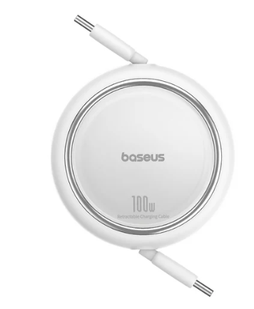 Baseus Free2Draw Mini Retractable Charging Cable Type-C to Type-C 100W 1m Moon White