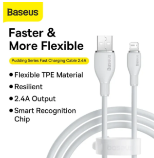 Baseus Pudding Series Fast Charging Cable USB to iPhone 2.4A 1.2m Stellar White