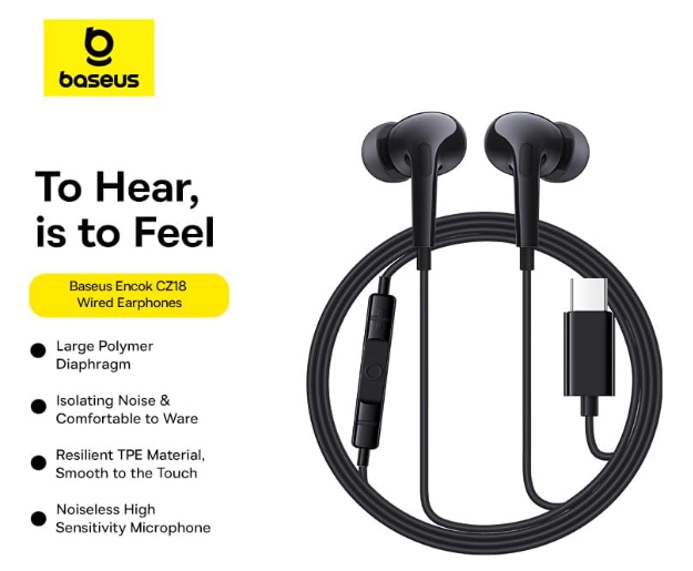 Baseus Encok CZ18 Wired Earphones - Black