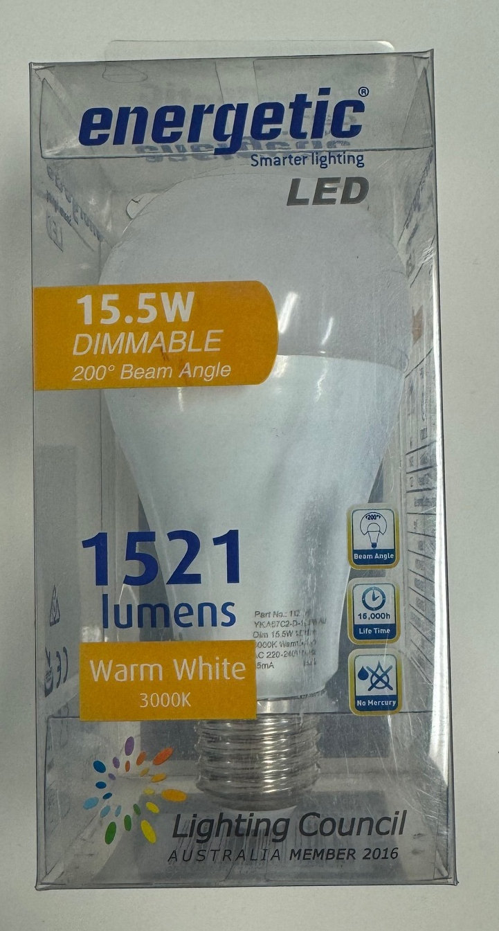 Energetic A67 E27 15.5W (1520lm) Warm White Dimmable LED Bulb [112115]