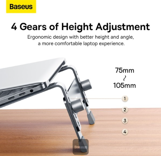 Baseus UltraStable Series Desktop Laptop Stand (4-Gear Adjustable) Space Grey