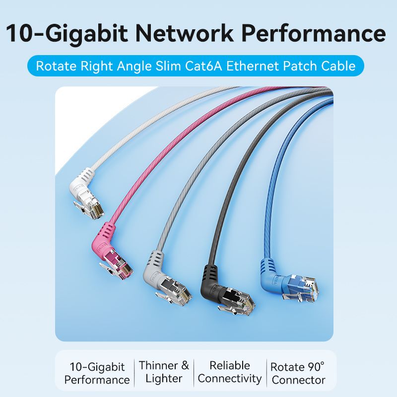 Vention Cat6A UTP Rotate Right Angle Ethernet Patch Cable 1.5M Blue Slim Type