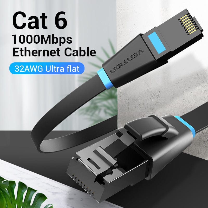 Vention Flat Cat.6 UTP Patch Cable 25M Black