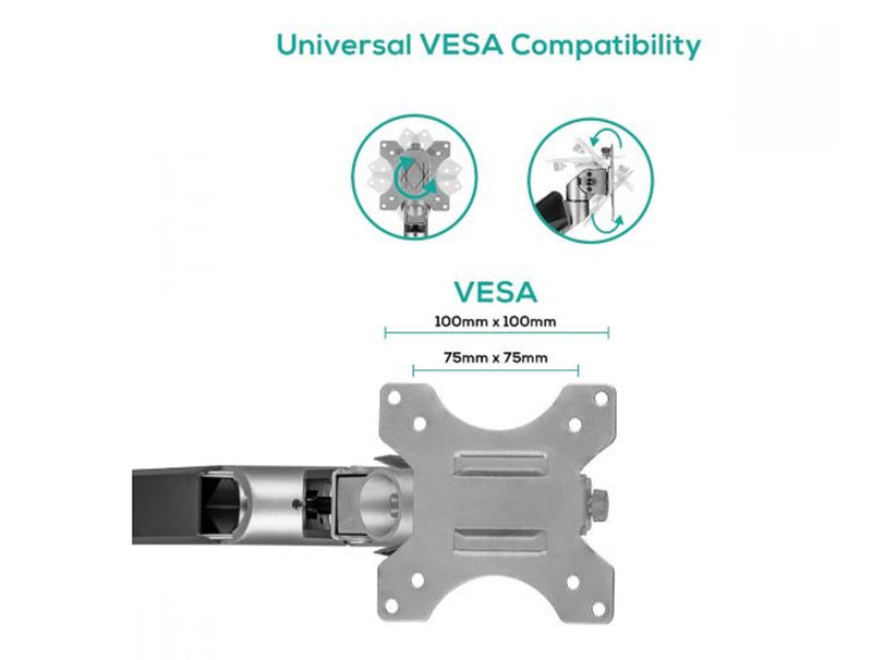 mBeat Activiva Heavy Duty Single Monitor Screen, Gas Spring Monitor Arm, Flat & Curved Screen