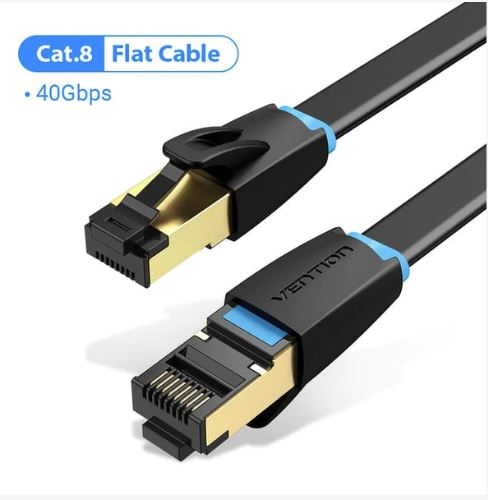 Vention Flat Cat.8 Patch Cable 0.5M Black