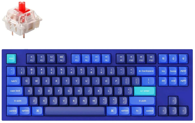 Keychron Q3 ANSI 80% TKL Layout 87 Key Blue Full Assembled - Red Switch RGB Hot-Swap Gateron G pro Mechanical Wired Normal Profile QMK Custom Keyboard