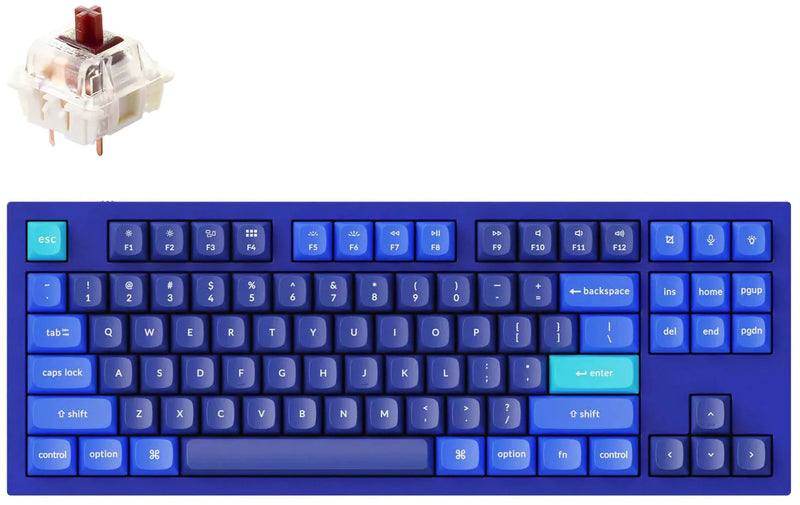 Keychron Q3 ANSI 80% TKL Layout 87 Key Blue Full Assembled - Brown Switch RGB Hot-Swap Gateron G pro Mechanical Wired Normal Profile QMK Custom Keyboard