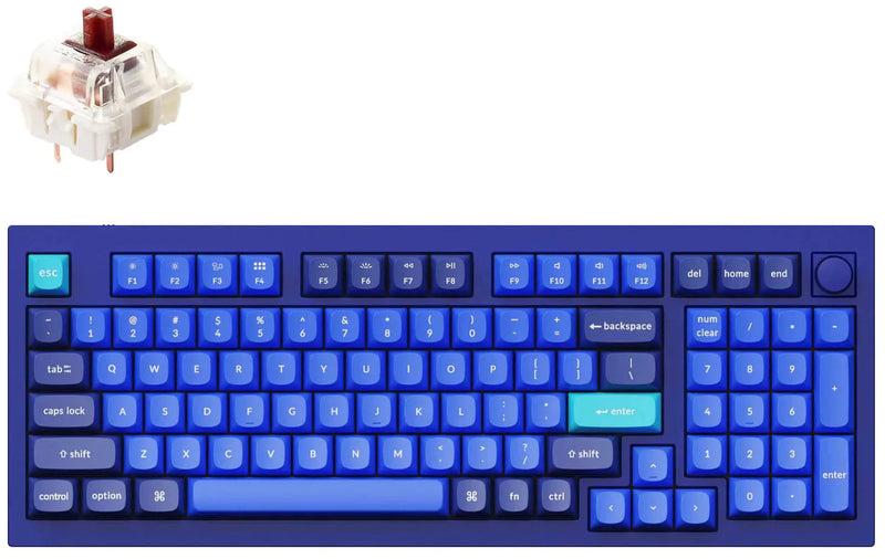 Keychron Q5 ANSI 96% Layout 100 Key Blue Full Assembled Knob Brown Switch RGB Hot-Swap Gateron G pro Mechanical Wired Normal Profile QMK Custom Keyboard