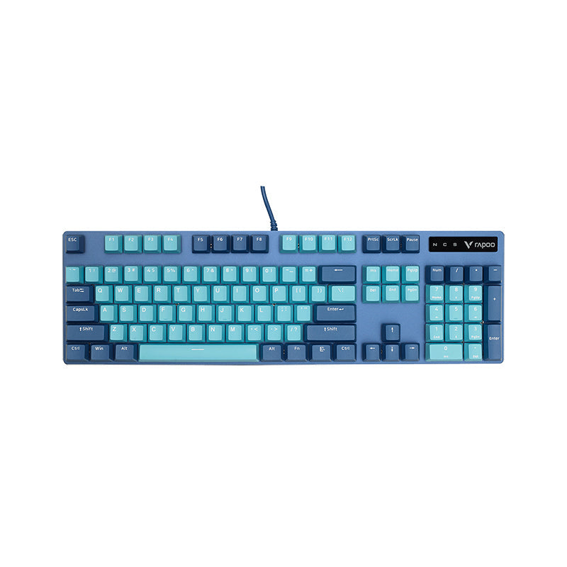 Rapoo V500 Pro Backlit Mechanical Spill Resistant, Metal Cover Gaming Keyboard, Cyan Blue