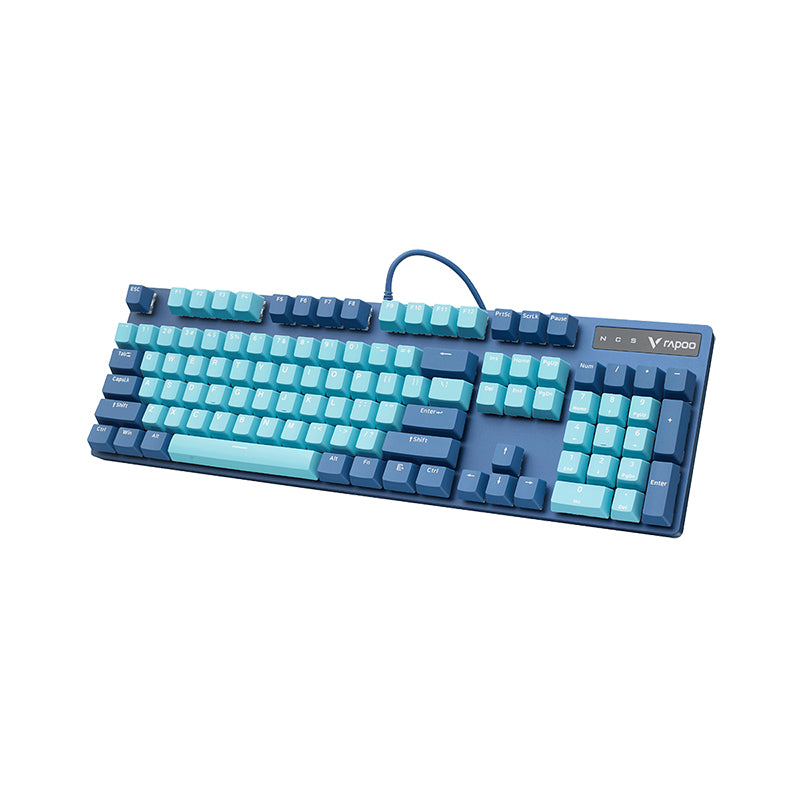 Rapoo V500 Pro Backlit Mechanical Spill Resistant, Metal Cover Gaming Keyboard, Cyan Blue