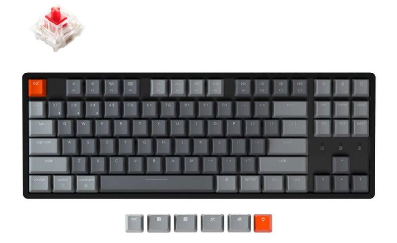 Keychron K8-C2, 80% TKL Layout 87 Keys, Blue Switch, RGB, Aluminum Frame, Gateron G Pro, Mechanical Wireless Keyboard