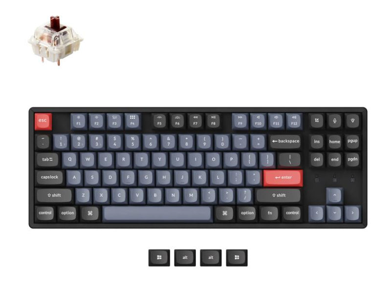 Keychron K8P-J3, 80% TKL Layout 87 Keys, Brown Switch, RGB, Hot-Swap, Gateron G Pro, Mechanical Wireless Keyboard Pro