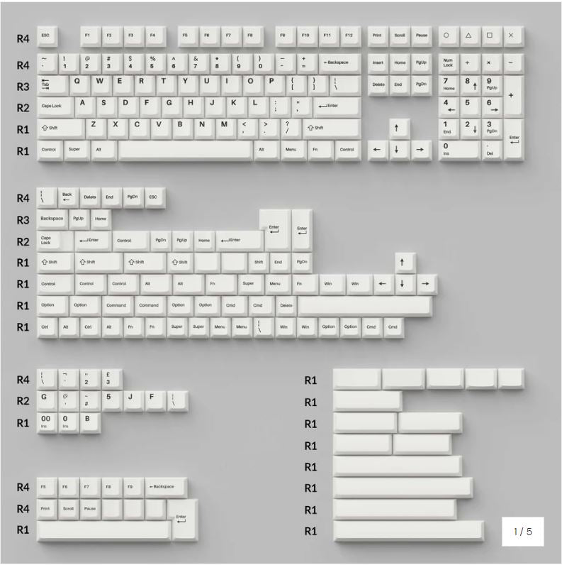 Keychron Double Shot Cherry PBT Keycap Full Keycap Set - Black on White