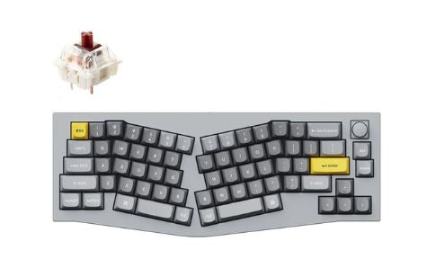 Keychron Q8-N3Z,  65% Layout 68, Brown Switch, RGB, Grey Frame, Hot-Swap, QMK, Gateron G Pro, Mechanical Wired Keyboard, With Knob, Alice Layout