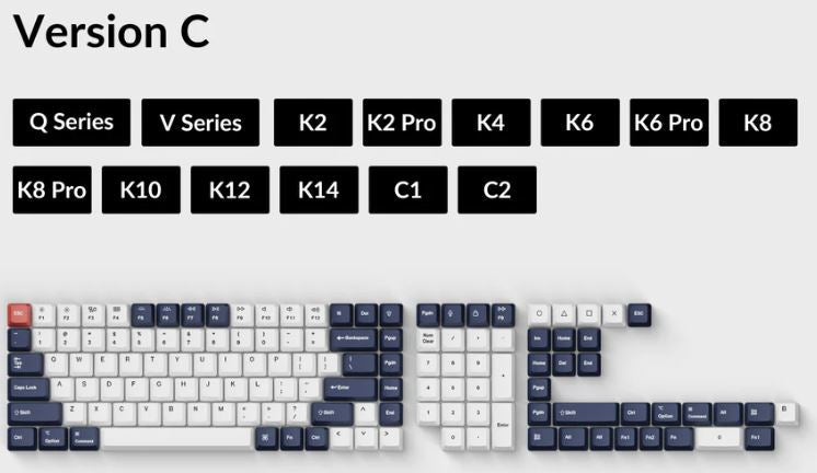 Keychron OEM Dye-Sub PBT Keycap Set - Bluish Black White Full Set