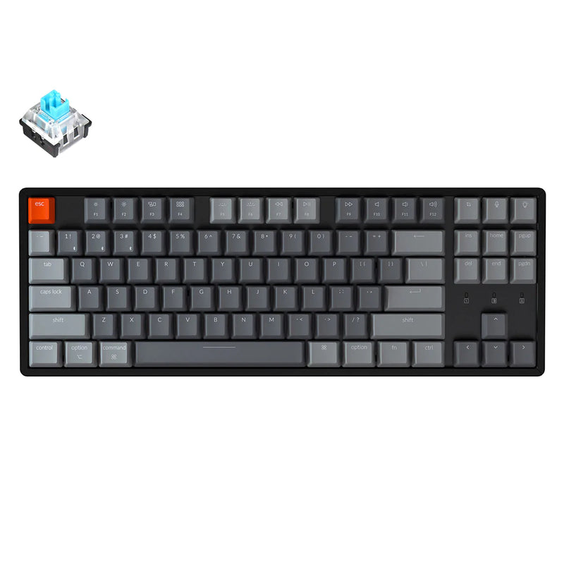 Keychron K8 ANSI 80% TKL Layout 87 Key - Blue Switch RGB Hot-Swap Aluminum Frame Optical Wireless Normal Profile Keyboard