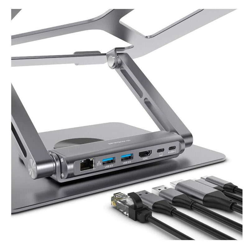 mbeat Stage S12 Rotating Laptop Stand with USB-C Docking Station - Space Grey