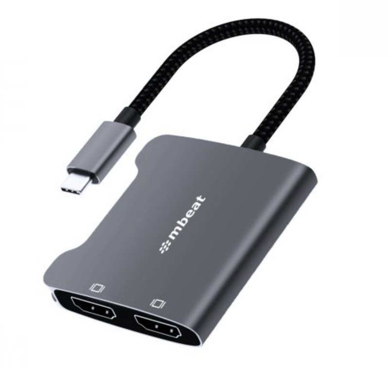 mbeat Tough Link USB-C to Dual 4K HDMI Adapter - Space Grey