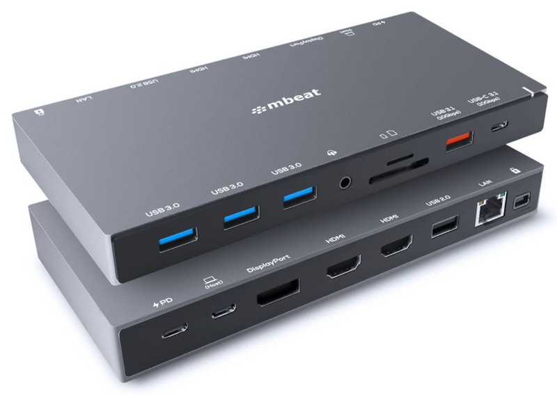 mbeat 15-IN-1 Triple Display USB-C Dock, HDMI x 2, DP x 1, 10G Data (Space Grey)