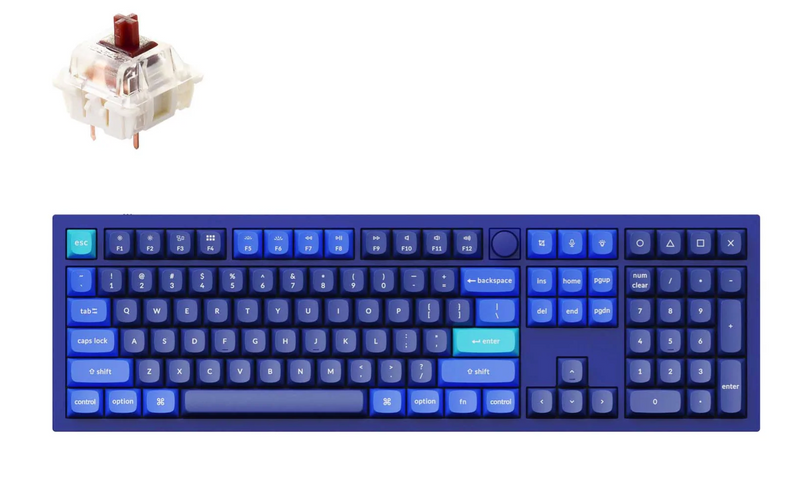 Keychron Q6 ANSI Full Size Layout 104 Key Blue Full Assembled Knob Brown Switch RGB Hot-Swap Gateron G pro Mechanical Wired Normal Profile QMK Custom Keyboard