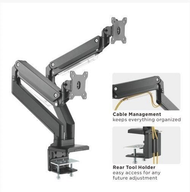 Bracom Dual monitors aluminum heavy-duty Gas Spring Monitor Arm for 17"-35"