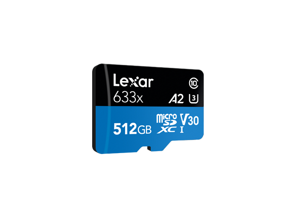 Lexar 512GB Class 10, A2, UHS-I (U3), V30, up to 100MB/s read, up to 70MB/s write