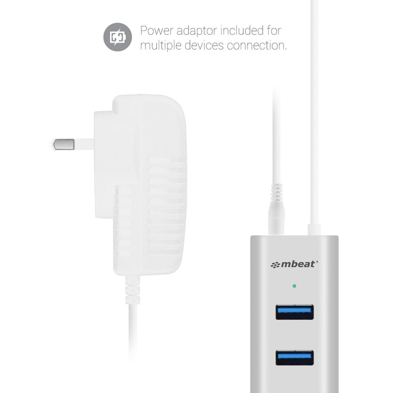 mbeat 7-Port USB 3.0 Aluminium Slim Hub with Power for PC and MAC